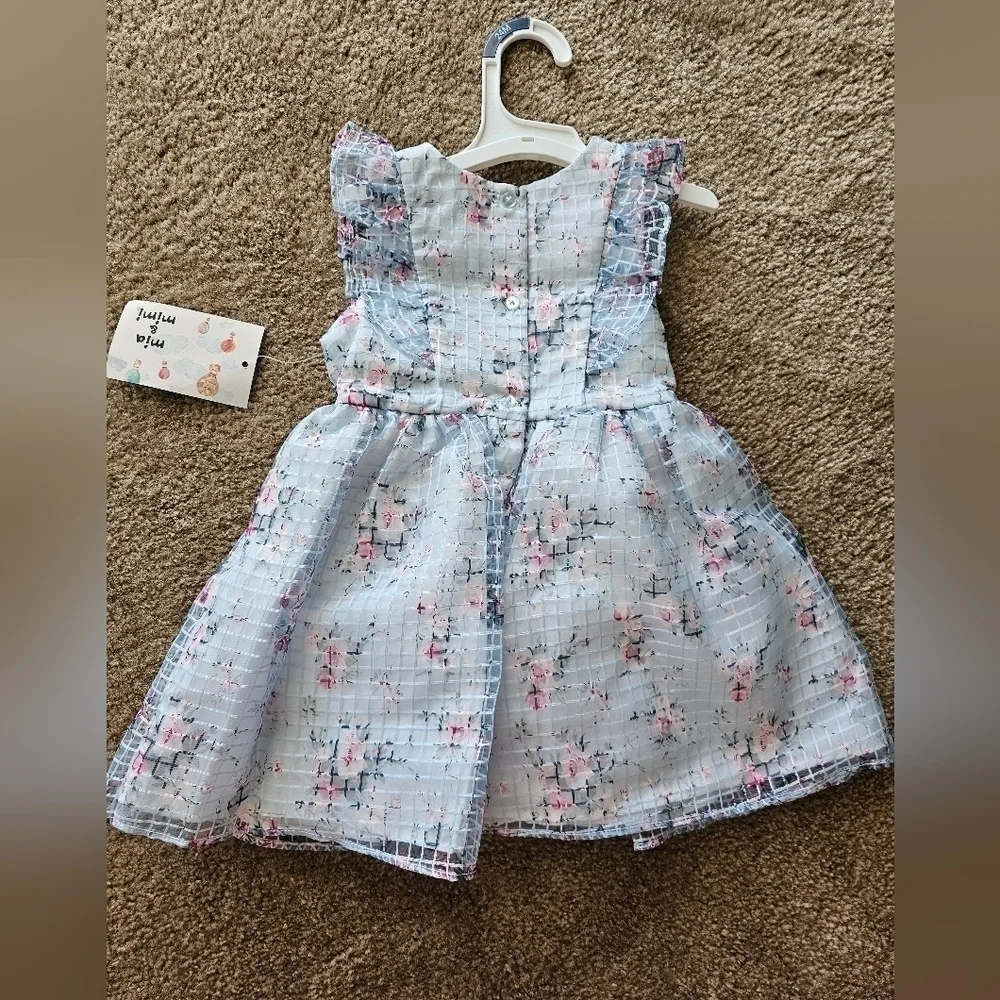 Mia & Mimi Blue Floral Organza Dress Baby Girl